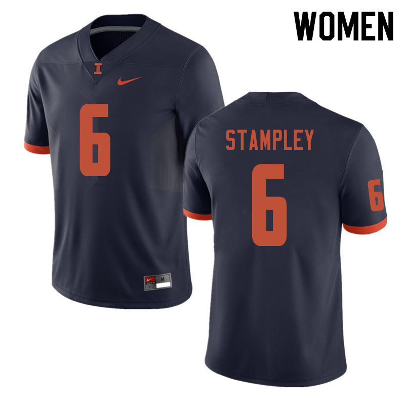 Women #6 Dominic Stampley Illinois Fighting Illini College Football Jerseys Sale-Navy